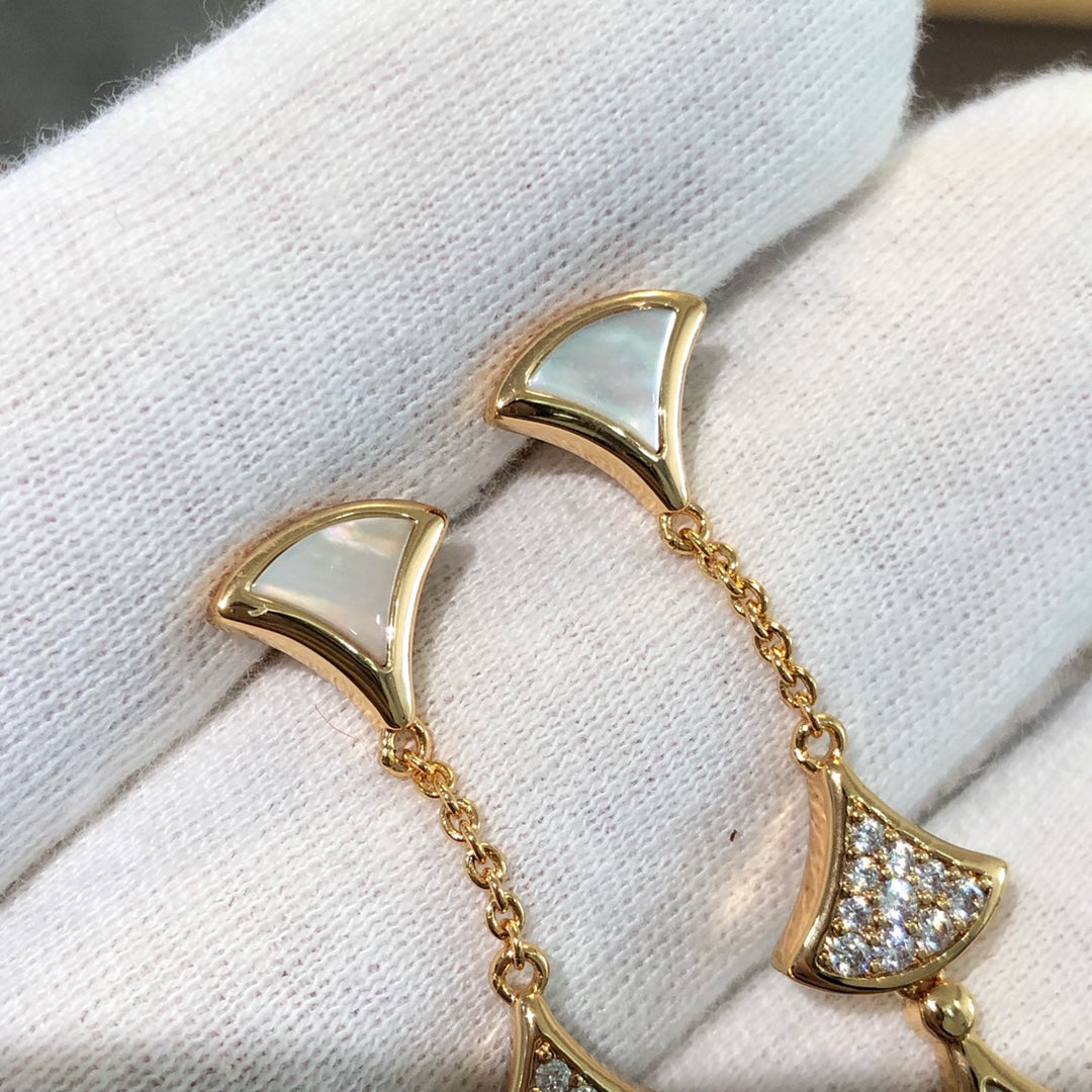 []DREAM EARRINGS 3 MOTIFS DIAMOND MOP PINK GOLD