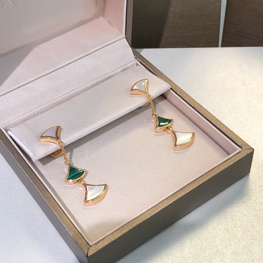 [Rose Jewelrys]DREAM EARRINGS 3 MOTIFS MALACHITE MOP PINK GOLD