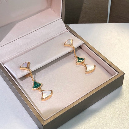 [Rose Jewelrys]DREAM EARRINGS 3 MOTIFS MALACHITE MOP PINK GOLD