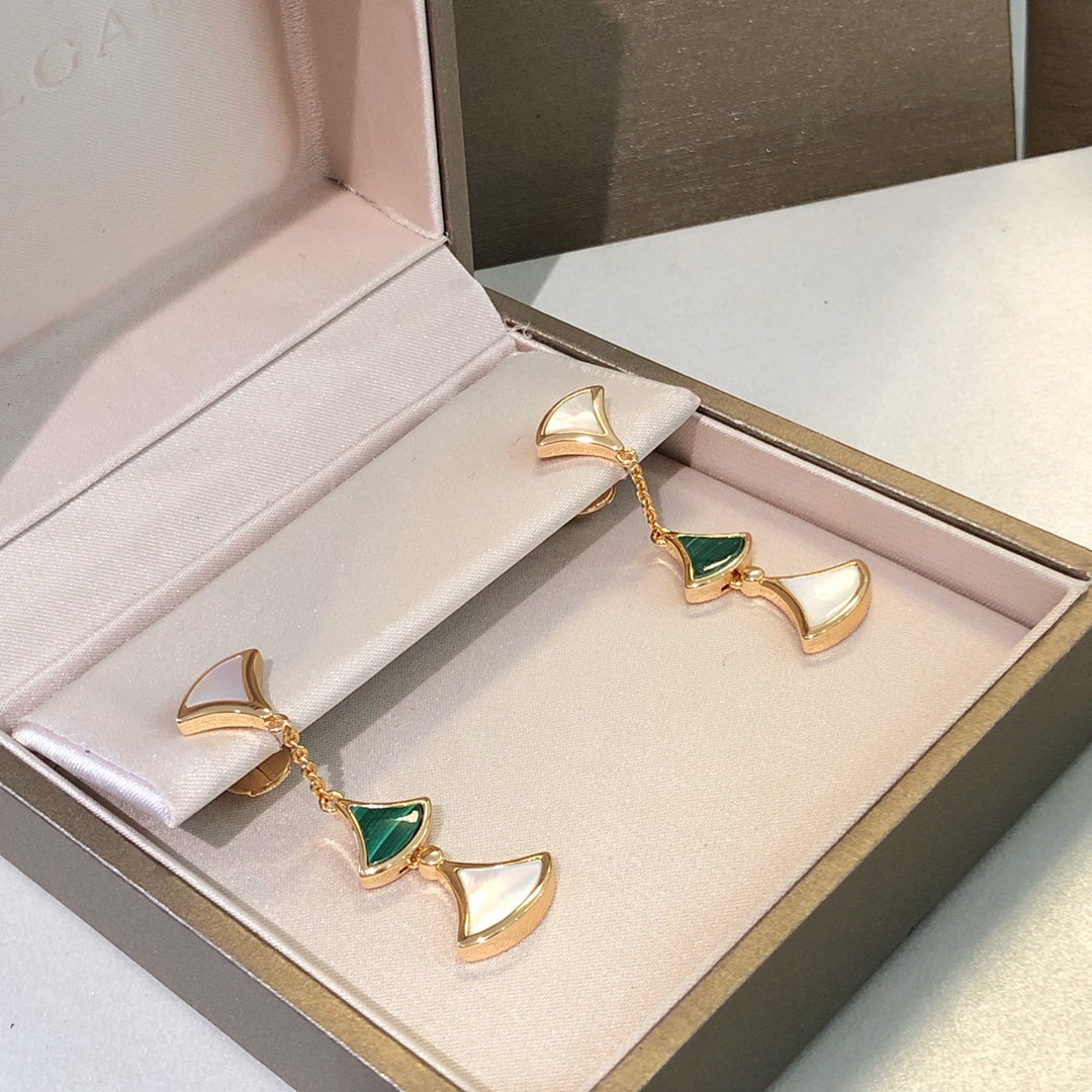 [Rose Jewelrys]DREAM EARRINGS 3 MOTIFS MALACHITE MOP PINK GOLD