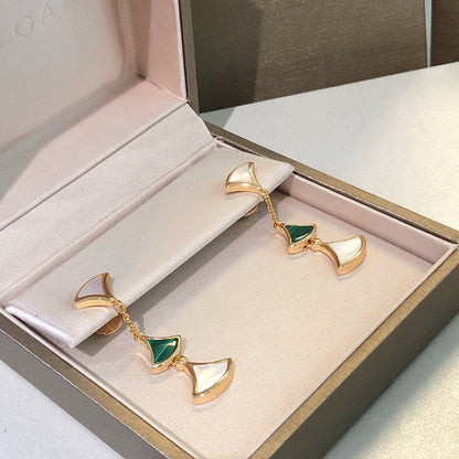 [Rose Jewelrys]DREAM EARRINGS 3 MOTIFS MALACHITE MOP PINK GOLD