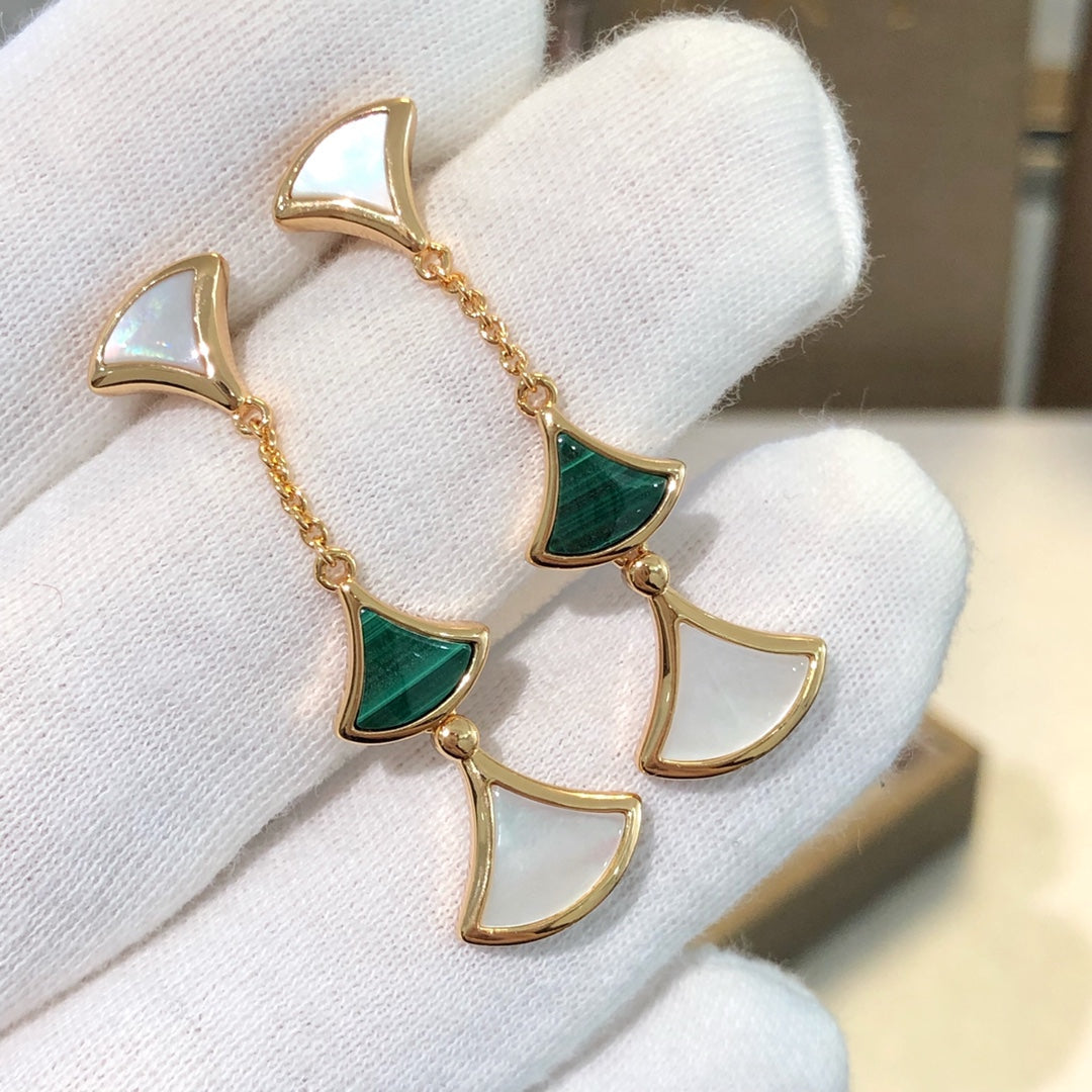 [Rose Jewelrys]DREAM EARRINGS 3 MOTIFS MALACHITE MOP PINK GOLD