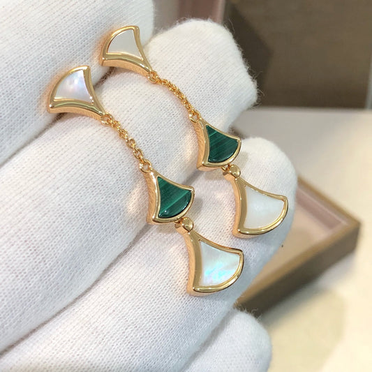 [Rose Jewelrys]DREAM EARRINGS 3 MOTIFS MALACHITE MOP PINK GOLD