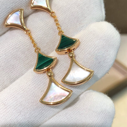 [Rose Jewelrys]DREAM EARRINGS 3 MOTIFS MALACHITE MOP PINK GOLD