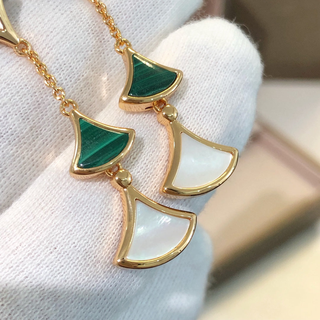 [Rose Jewelrys]DREAM EARRINGS 3 MOTIFS MALACHITE MOP PINK GOLD