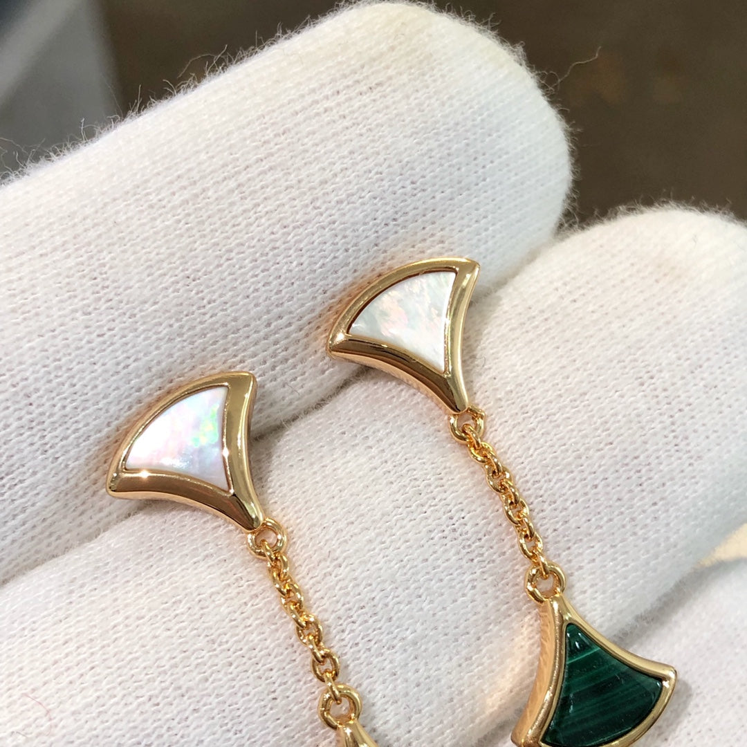 [Rose Jewelrys]DREAM EARRINGS 3 MOTIFS MALACHITE MOP PINK GOLD