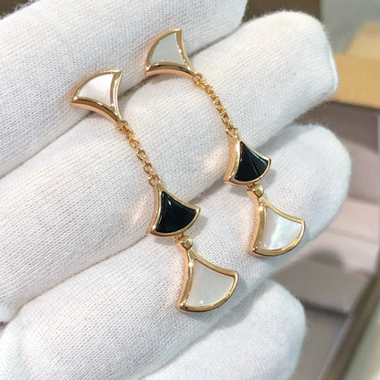 [Rose Jewelrys]DREAM EARRINGS 3 MOTIFS ONYX MOP PINK GOLD