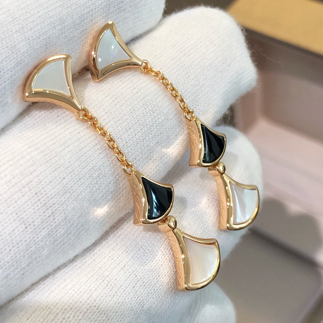 [Rose Jewelrys]DREAM EARRINGS 3 MOTIFS ONYX MOP PINK GOLD