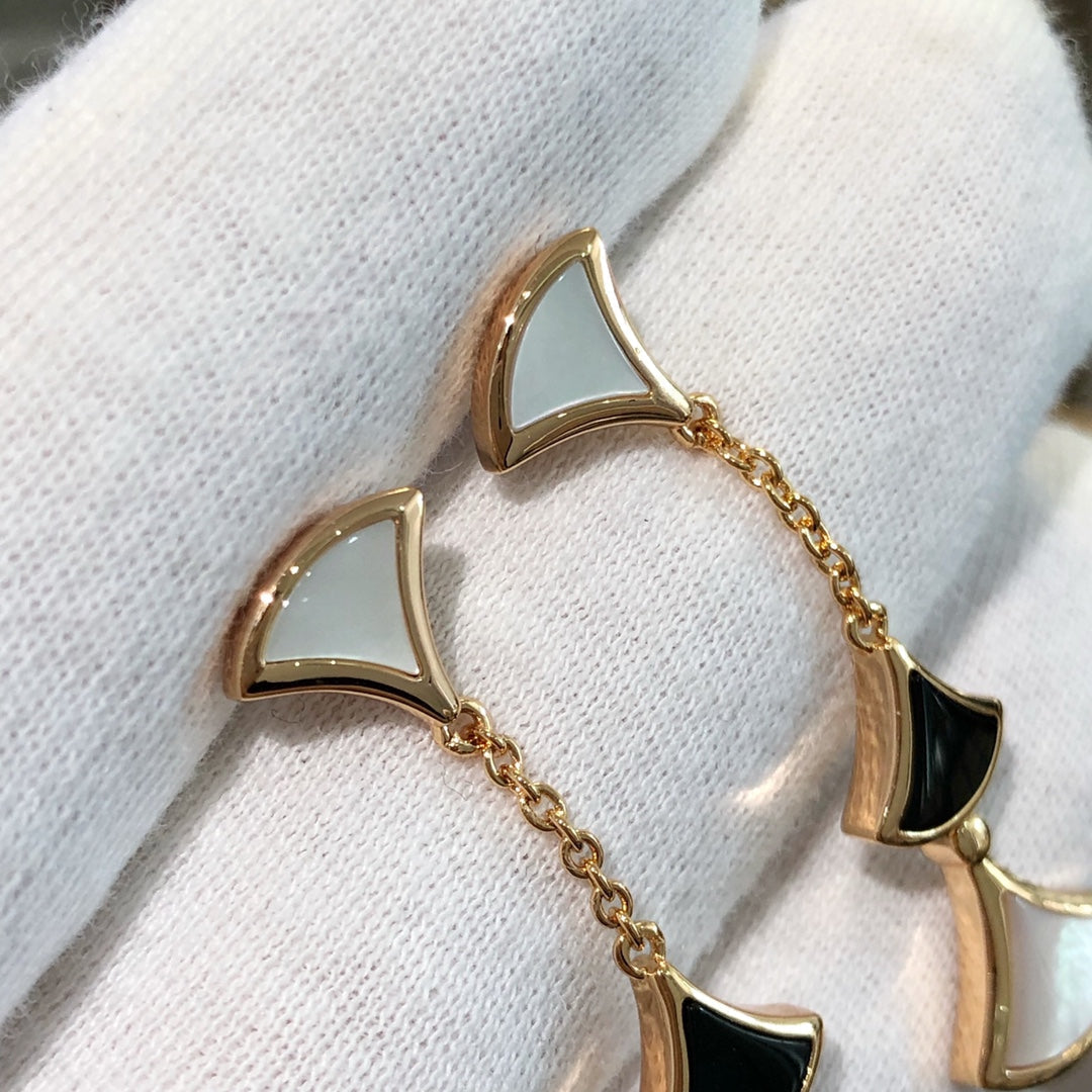 [Rose Jewelrys]DREAM EARRINGS 3 MOTIFS ONYX MOP PINK GOLD