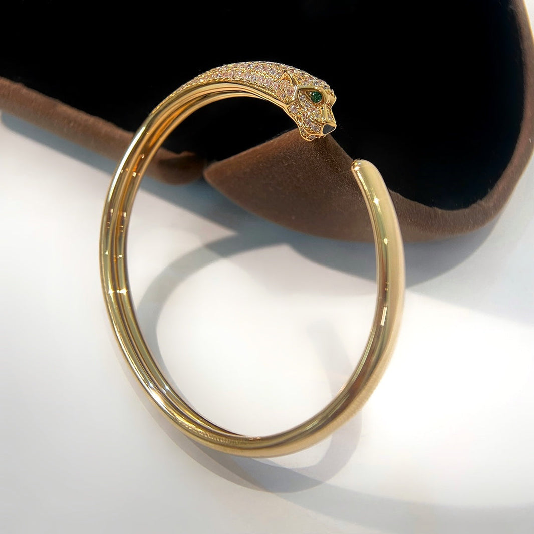 [🌹Rose💎]PANTHERE GOLD DIAMOND OPEN BRACELET