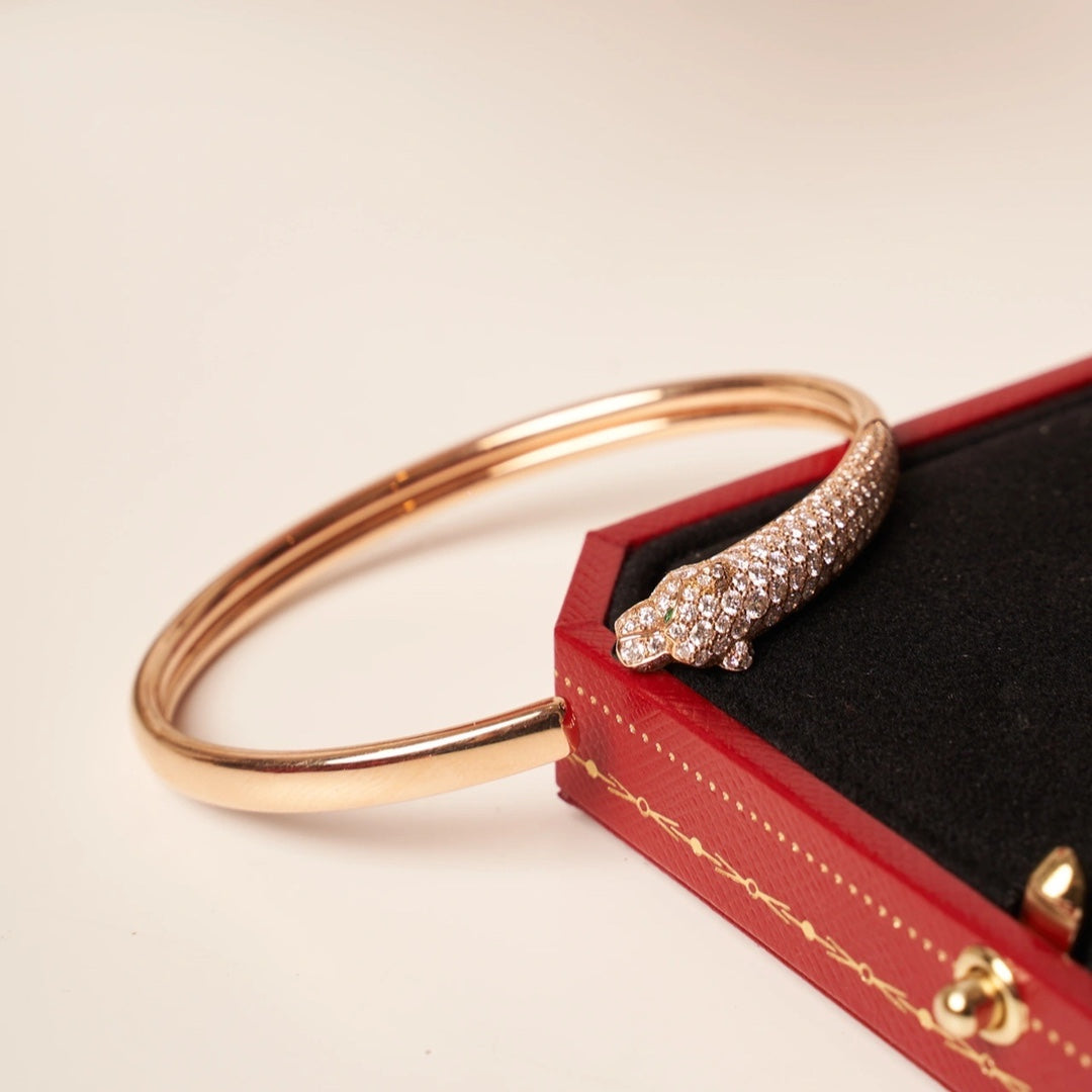[Rose Jewelrys]PANTHERE ROSE GOLD DIAMOND OPEN BRACELET