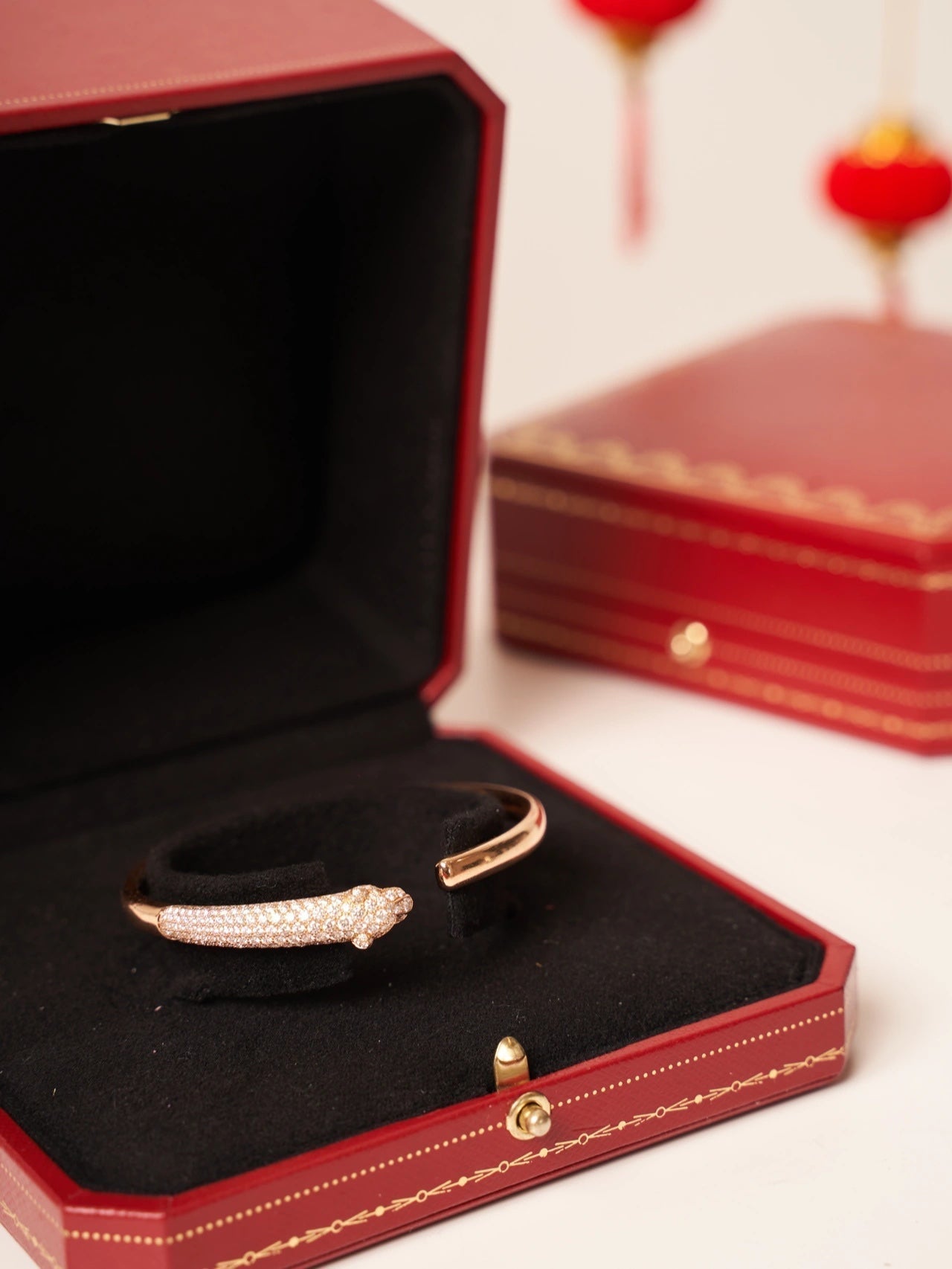 [Rose Jewelrys]PANTHERE ROSE GOLD DIAMOND OPEN BRACELET