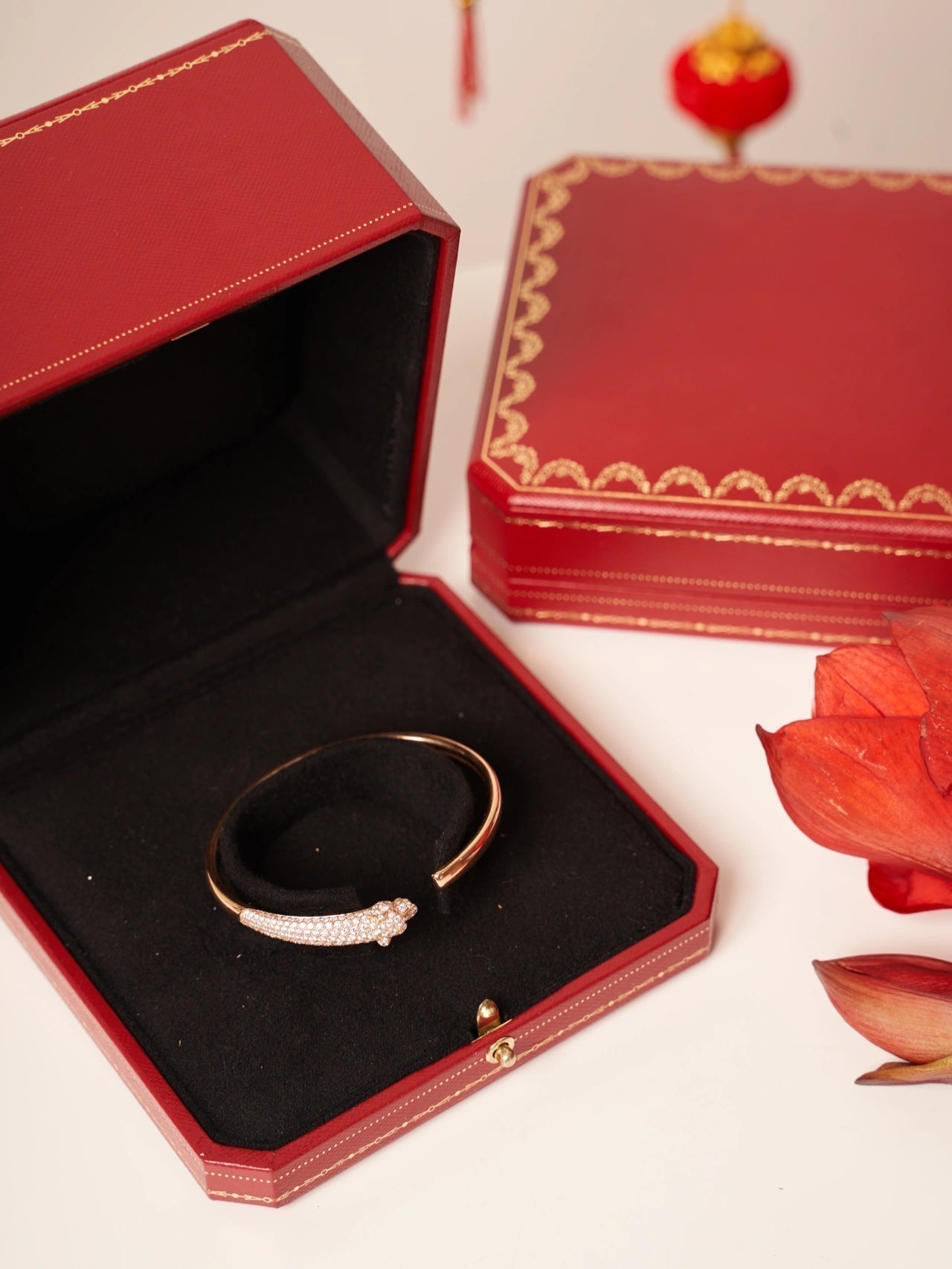 [Rose Jewelrys]PANTHERE ROSE GOLD DIAMOND OPEN BRACELET