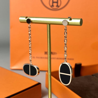 [Rose Jewelrys]CHAINE VERSO BLACK CERAMIC EARRINGS