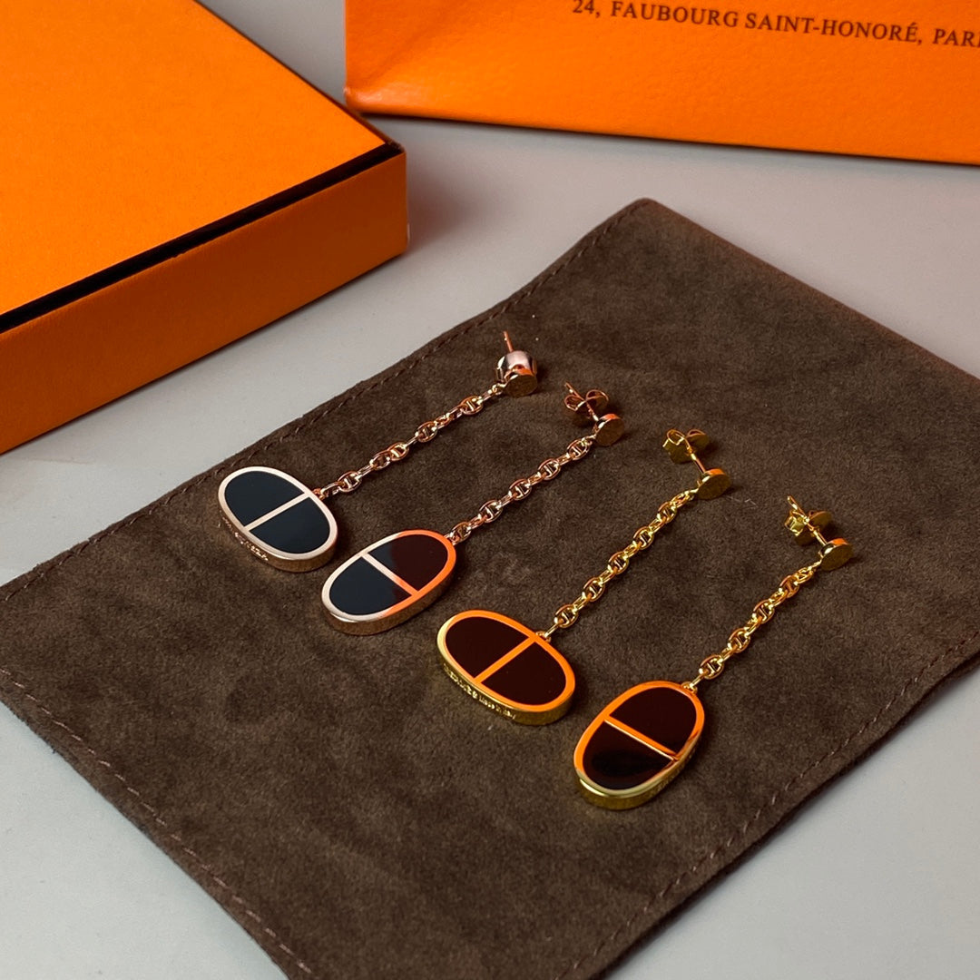 []CHAINE VERSO BLACK CERAMIC EARRINGS