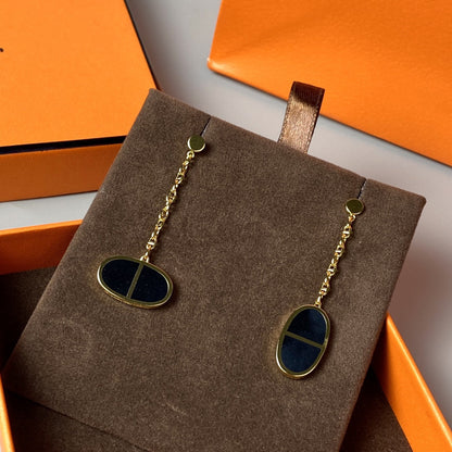 [Rose Jewelrys]CHAINE VERSO BLACK CERAMIC EARRINGS
