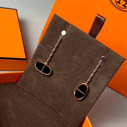 [Rose Jewelrys]CHAINE VERSO BLACK CERAMIC EARRINGS