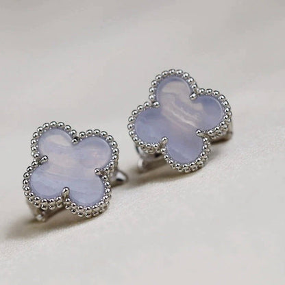 [Rose Jewelrys]CLOVER MEDIUM 1 MOTIFS  WHITE MOP EARRINGS SILVER