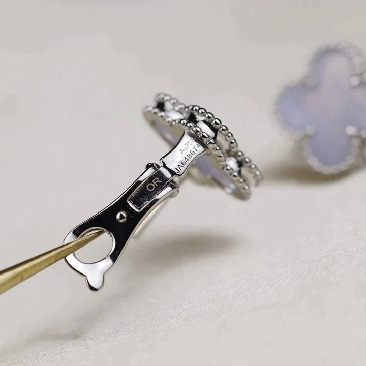 [Rose Jewelrys]CLOVER MEDIUM 1 MOTIFS  WHITE MOP EARRINGS SILVER