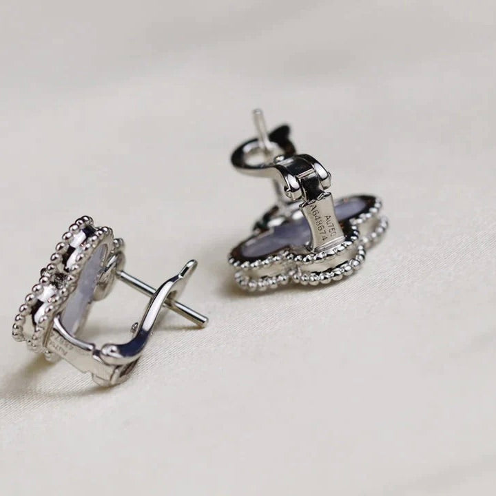 [Rose Jewelrys]CLOVER MEDIUM 1 MOTIFS  WHITE MOP EARRINGS SILVER