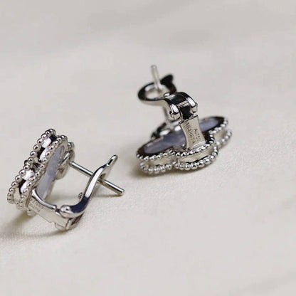 [Rose Jewelrys]CLOVER MEDIUM 1 MOTIFS  WHITE MOP EARRINGS SILVER