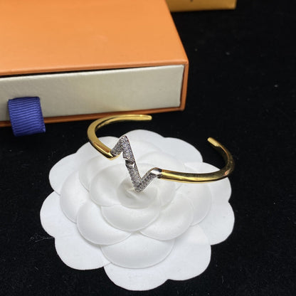 [Rose Jewelrys]VOLTE UPSITE DOWN DIAMOND GOLD OPEN BRACELET