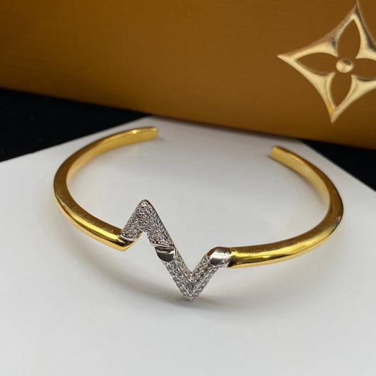 [Rose Jewelrys]VOLTE UPSITE DOWN DIAMOND GOLD OPEN BRACELET