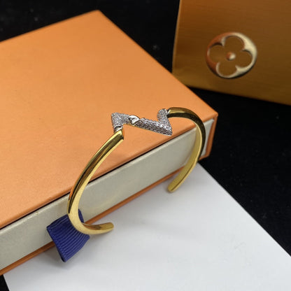 [Rose Jewelrys]VOLTE UPSITE DOWN DIAMOND GOLD OPEN BRACELET