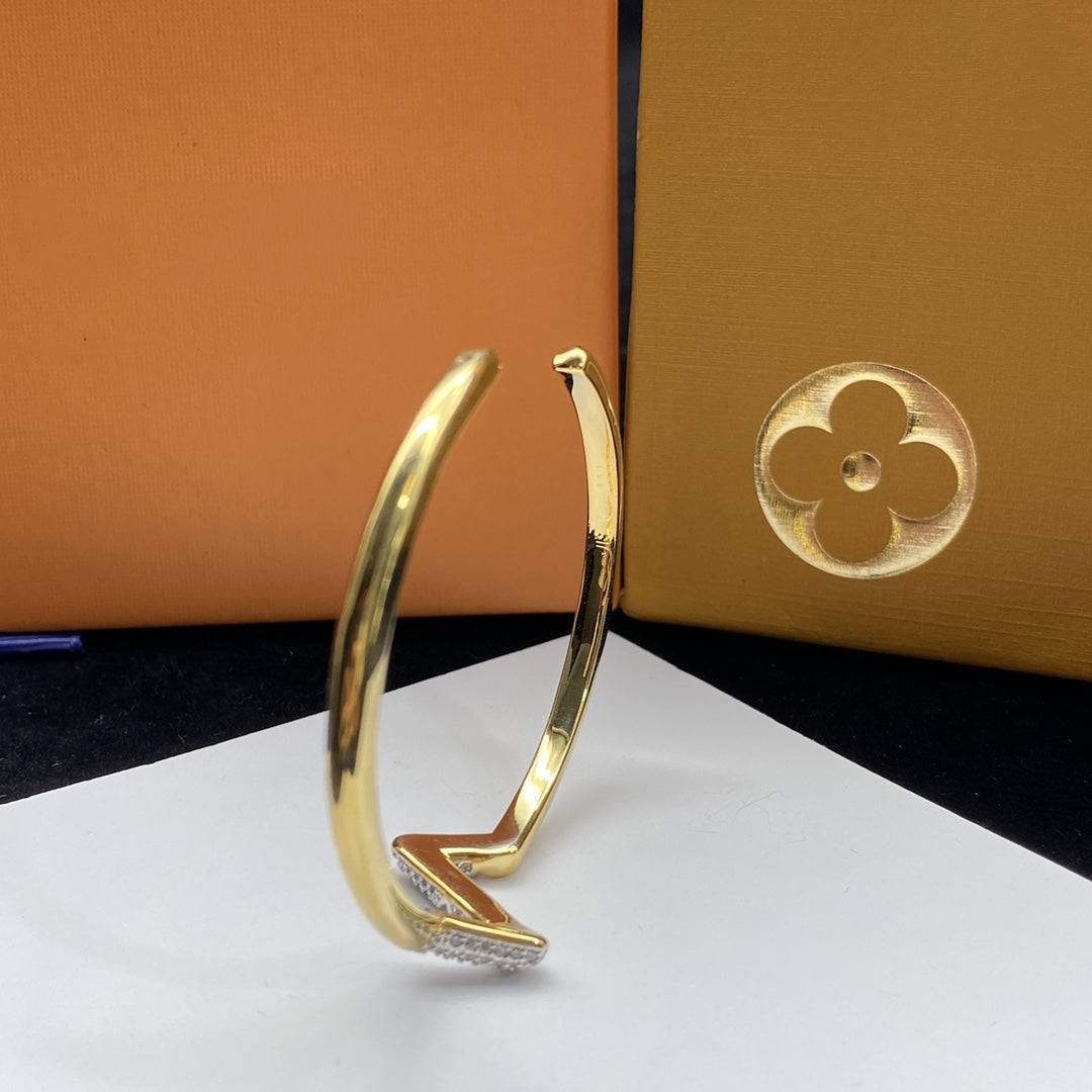 [Rose Jewelrys]VOLTE UPSITE DOWN DIAMOND GOLD OPEN BRACELET