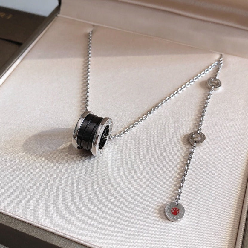 [Rose Jewelrys]ZERO 1 BLACK CERAMIC SILVER NECKLACE