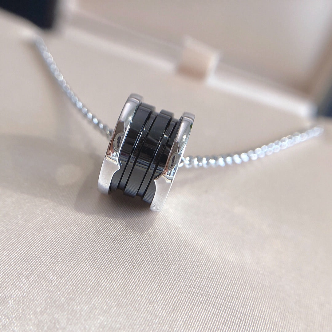 [Rose Jewelrys]ZERO 1 BLACK CERAMIC SILVER NECKLACE