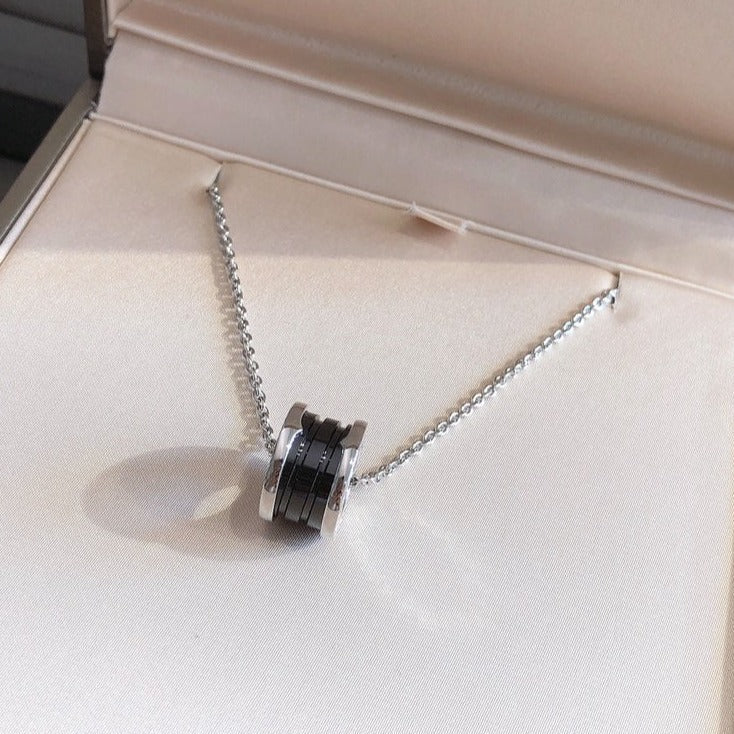 [Rose Jewelrys]ZERO 1 BLACK CERAMIC SILVER NECKLACE