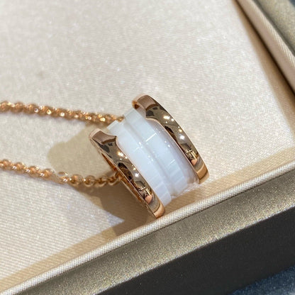 []ZERO 1 WHITE CERAMIC PINK GOLD NECKLACE