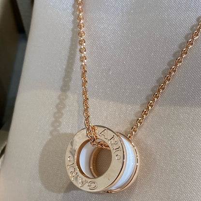 []ZERO 1 WHITE CERAMIC PINK GOLD NECKLACE