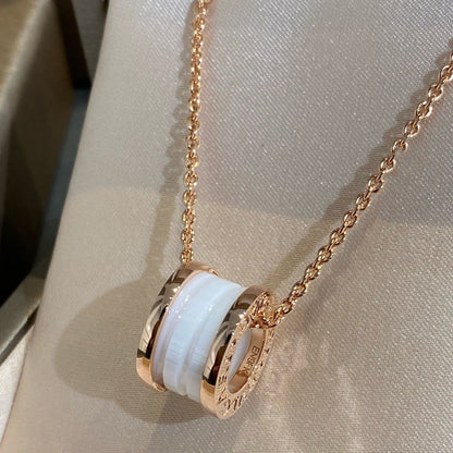 []ZERO 1 WHITE CERAMIC PINK GOLD NECKLACE