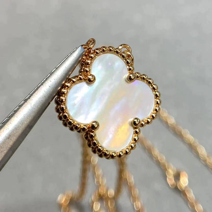 [Rose Jewelrys]CLOVER  15MM WHITE MOTHER-OF-PEARL NECKLACE