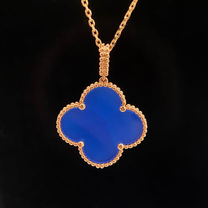 [Rose Jewelrys]CLOVER 25MM NECKLACE TURQUOISE ROSE GOLD