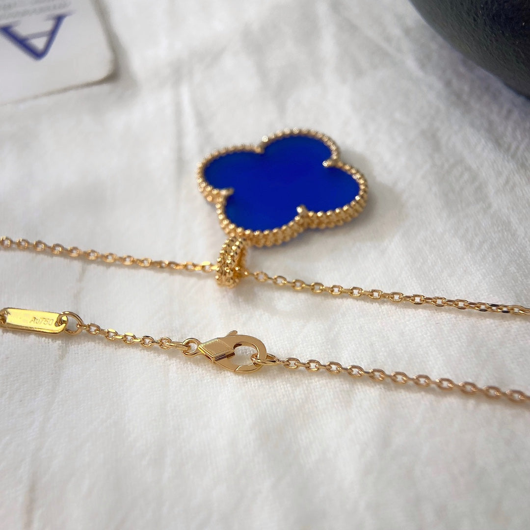 [Rose Jewelrys]CLOVER 25MM NECKLACE TURQUOISE ROSE GOLD