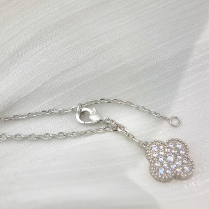 [Rose Jewelrys]CLOVER 5 MOTIFS SILVER DIAMONDS NECKLACE