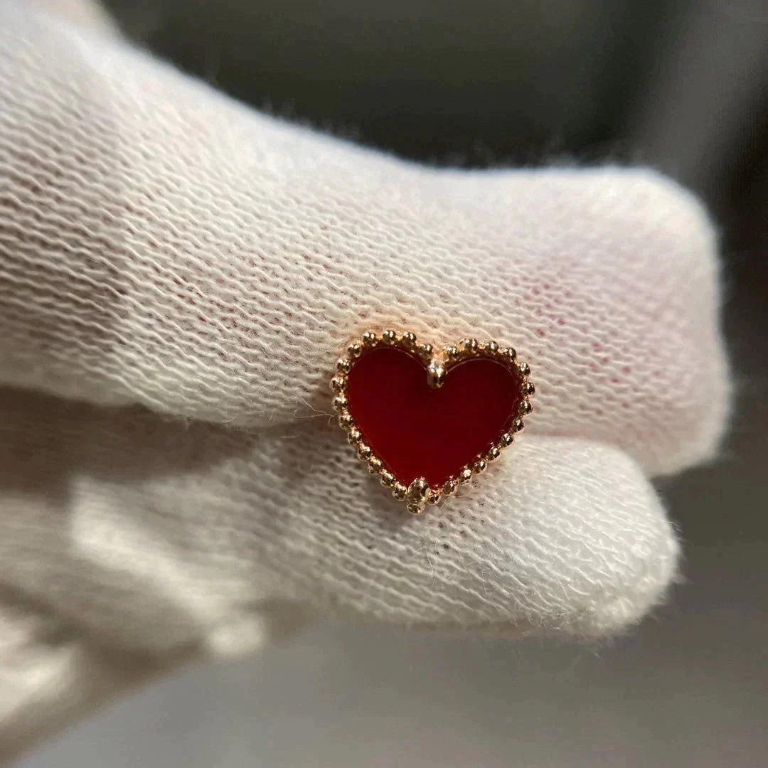 [Rose Jewelrys]HEART CARNELIAN STUD EARRINGS