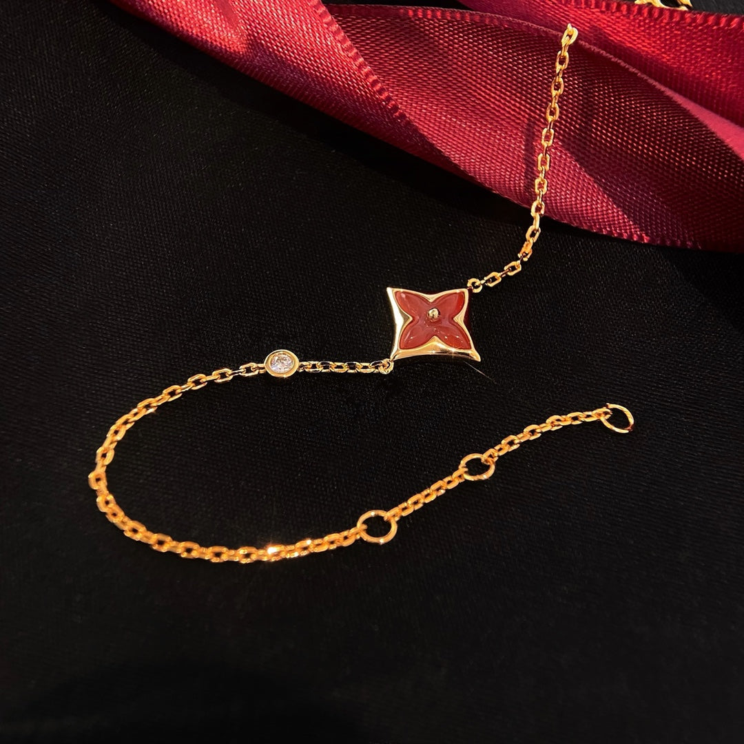[Rose Jewelrys]COLOR STAR CARNELIAN PINK GOLD DIAMOND BRACELET