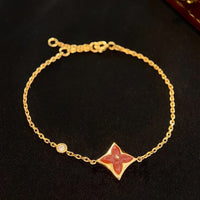 [🌹Rose💎]COLOR STAR CARNELIAN PINK GOLD DIAMOND BRACELET