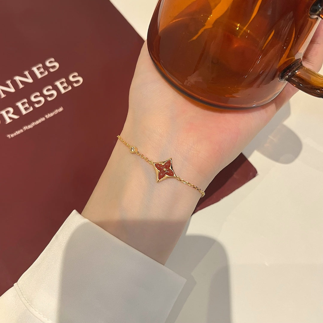 [Rose Jewelrys]COLOR STAR CARNELIAN PINK GOLD DIAMOND BRACELET
