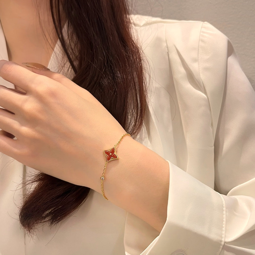 [Rose Jewelrys]COLOR STAR CARNELIAN PINK GOLD DIAMOND BRACELET
