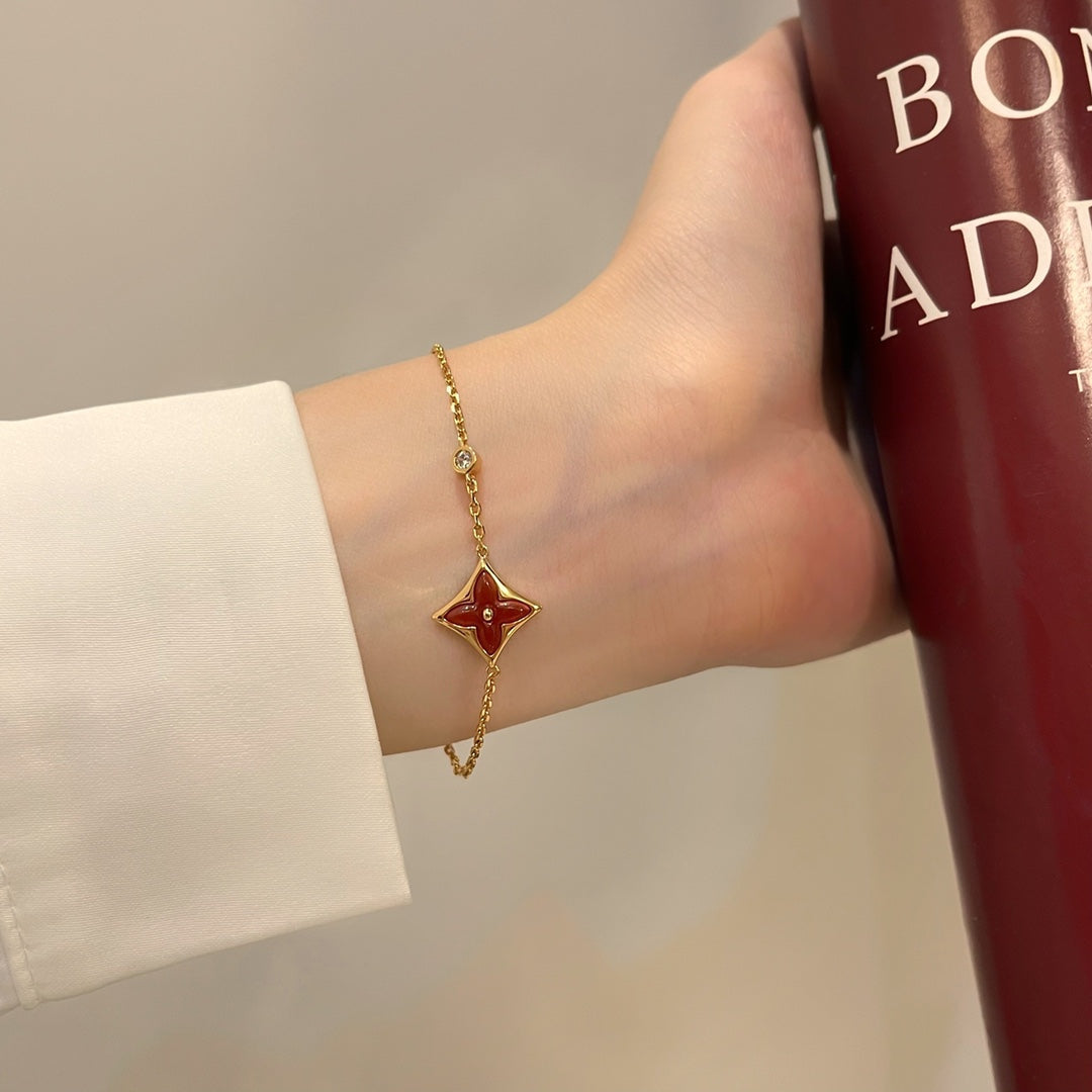 [Rose Jewelrys]COLOR STAR CARNELIAN PINK GOLD DIAMOND BRACELET