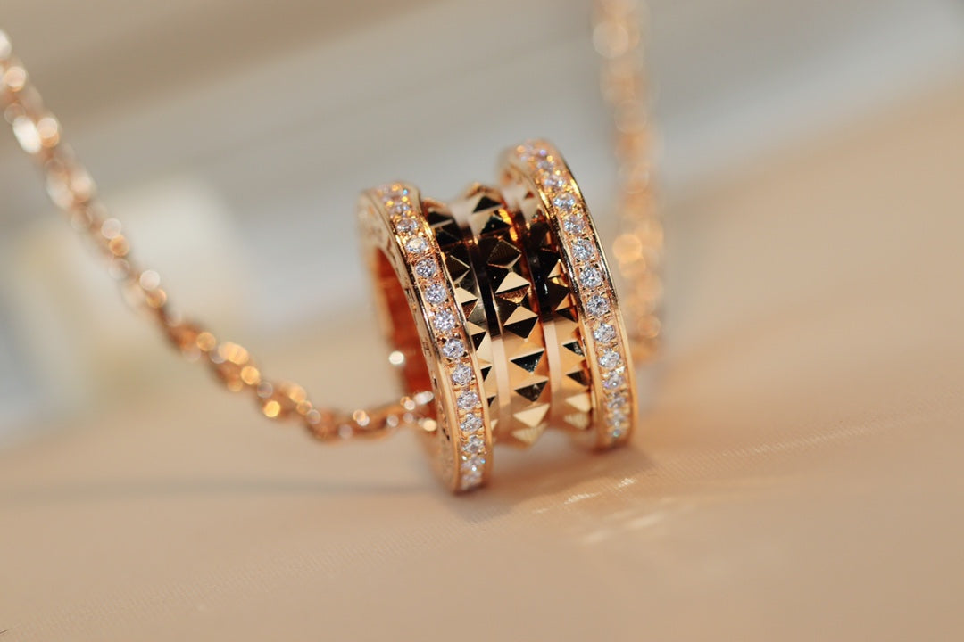 [Rose Jewelrys]ZERO 1 ROCK PEDANT PINK GOLD NECKLACE