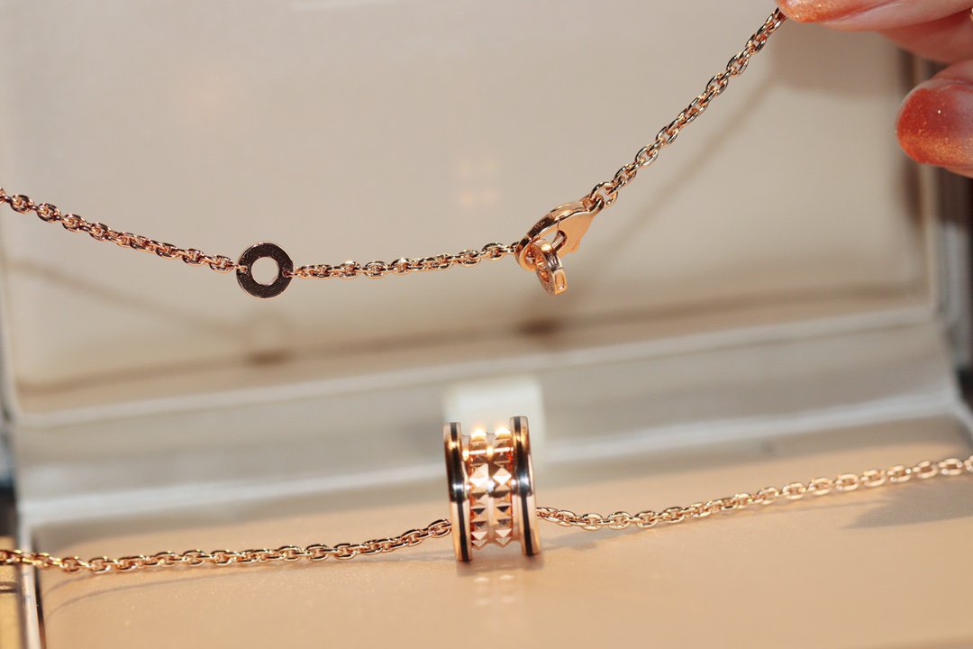 [Rose Jewelrys]ZERO 1 ROCK PEDANT PINK GOLD BLACK NECKLACE