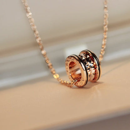 [Rose Jewelrys]ZERO 1 ROCK PEDANT PINK GOLD BLACK NECKLACE
