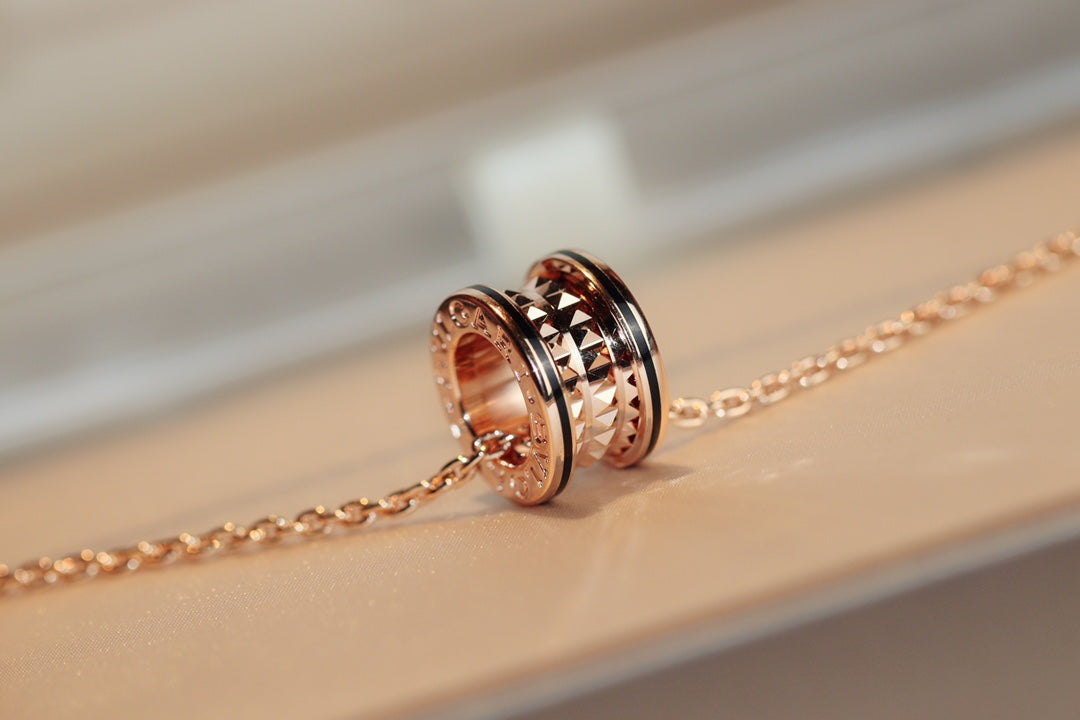 [Rose Jewelrys]ZERO 1 ROCK PEDANT PINK GOLD BLACK NECKLACE