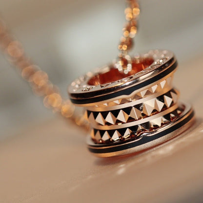[Rose Jewelrys]ZERO 1 ROCK PEDANT PINK GOLD BLACK NECKLACE